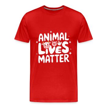 Végétarien Végétalien Végétarien Végétarien - T-shirt bio Premium Homme - rouge - Devant - Damien (186cm)