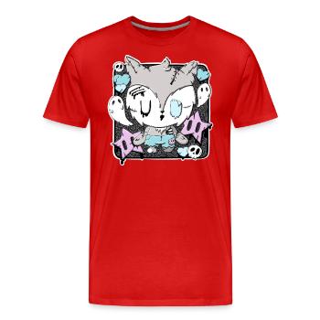 Wolfgang the zombie werewolf in kawaii style - Men's Premium Organic T-Shirt - red - Front - Damien (186cm)