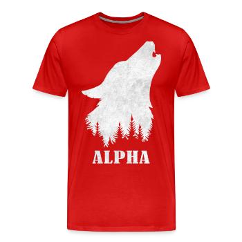 Alpha - Loup - Wulf - T-shirt bio Premium Homme - rouge - Devant - Damien (186cm)