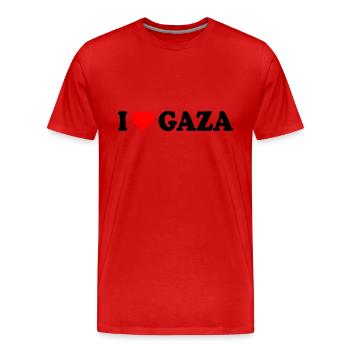 I love gaza - Männer Premium Bio T-Shirt - Rot - Vorne - Damien (186cm)