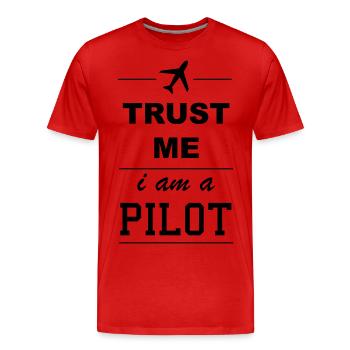 Trust me I am a pilot 1c - Men's Premium Organic T-Shirt - red - Front - Damien (186cm)