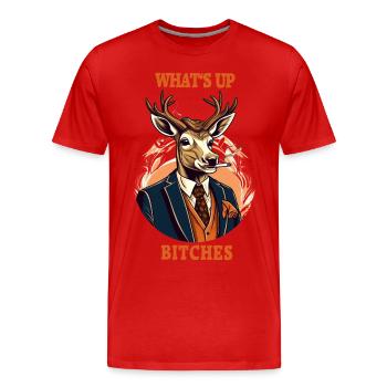 Cooler Hirsch - Männer Premium Bio T-Shirt - Rot - Vorne - Damien (186cm)