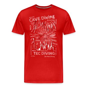 TEC Tauchen, Höhlentauchen Begriffe Kreide - Männer Premium Bio T-Shirt - Rot - Vorne - Damien (186cm)