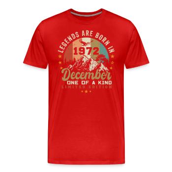 Les Légendes ont été publiées en décembre 1972 - Retro 1972 - T-shirt bio Premium Homme - rouge - Devant - Damien (186cm)