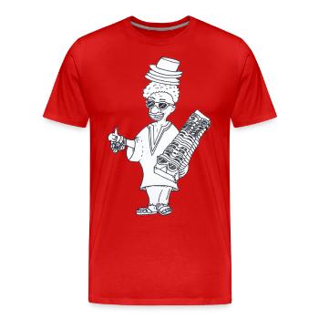 Hallo Helmut Mallorca (Schwarz-Weiß) - Männer Premium Bio T-Shirt - Rot - Vorne - Damien (186cm)