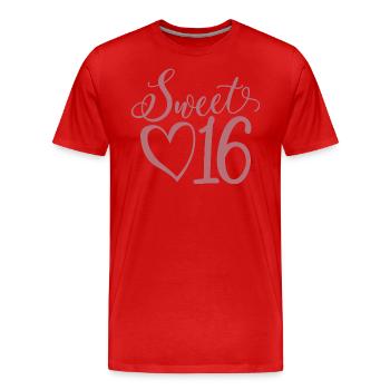 Süßes sechzehn süßes Geschenk zum 16. Geburtstag 16 Jahre alt - Männer Premium Bio T-Shirt - Rot - Vorne - Damien (186cm)