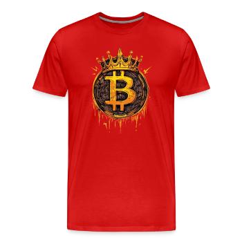 Bitcon Coin Crypto Crown - Männer Premium Bio T-Shirt - Rot - Vorne - Damien (186cm)