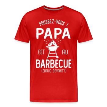 Papa est au barbecue cadeau humour papa BBQ - T-shirt bio Premium Homme - rouge - Devant - Damien (186cm)
