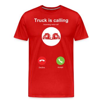 Mein LKW Ruft LKW Fahrer Fernfahrer - Männer Premium Bio T-Shirt - Rot - Vorne - Damien (186cm)