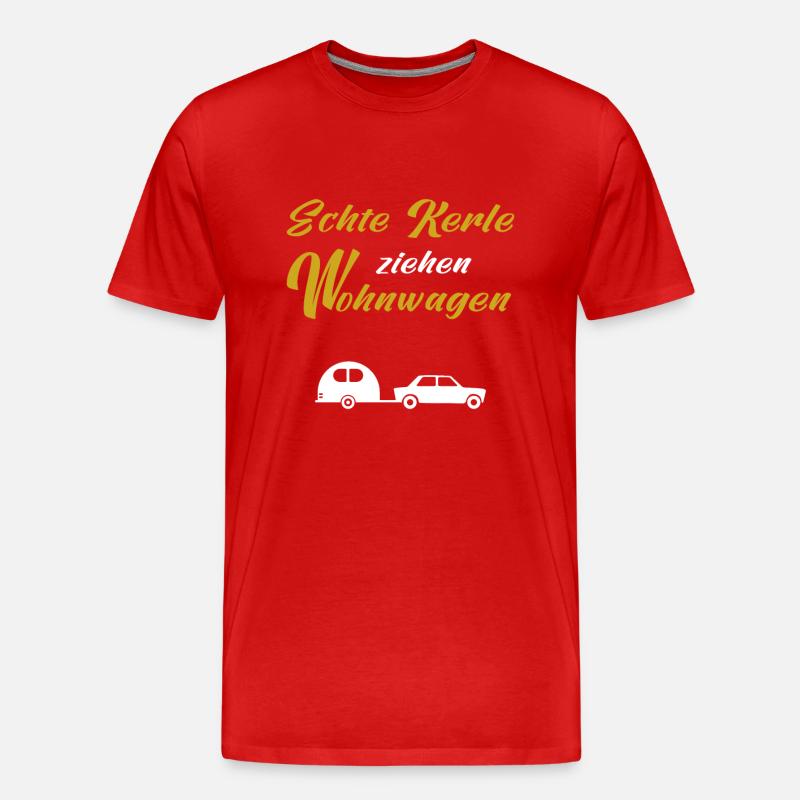 Echte Kerle ziehen Wohnwagen - Männer Premium Bio T-Shirt - Rot