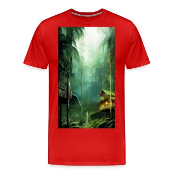 Rainforest - Men's Premium Organic T-Shirt - red - Front - Damien (186cm)