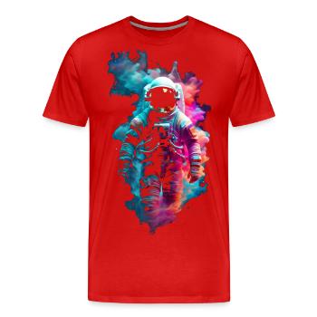 Astronaut zwischen den Farben des Kosmos ✨ - Männer Premium Bio T-Shirt - Rot - Vorne - Damien (186cm)