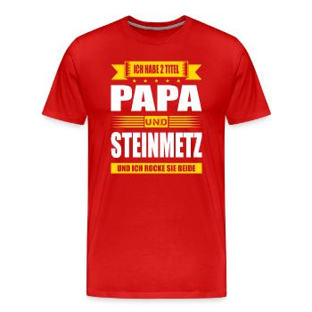 Zwei Titel Papa Und Steinmetz Bildhauer - Männer Premium Bio T-Shirt - Rot - Vorne - Damien (186cm)
