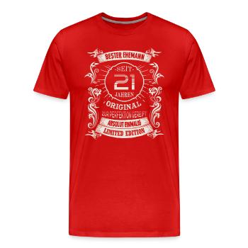 21 Hochzeitstag Seit 21 Jahren Opalhochzeit Ehe - Männer Premium Bio T-Shirt - Rot - Vorne - Damien (186cm)