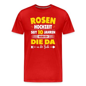 10 Hochzeitstag Paare 10 Jahre Ehe Rosenhochzeit - Männer Premium Bio T-Shirt - Rot - Vorne - Damien (186cm)