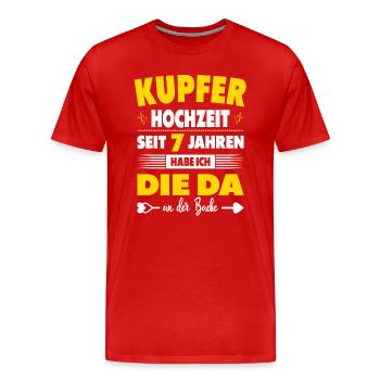7 Hochzeitstag Paare 7 Jahre Ehe Kupferhochzeit - Männer Premium Bio T-Shirt - Rot - Vorne - Damien (186cm)