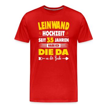 35 Hochzeitstag 35 Jahre Ehe Leinwandhochzeit - Männer Premium Bio T-Shirt - Rot - Vorne - Damien (186cm)