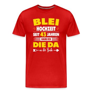 43 Hochzeitstag Paare 43 Jahre Ehe Bleihochzeit - Männer Premium Bio T-Shirt - Rot - Vorne - Damien (186cm)