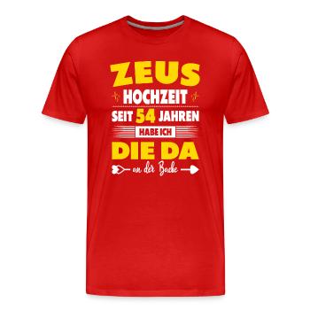 54 Hochzeitstag Paare 54 Jahre Ehe Zeushochzeit - Männer Premium Bio T-Shirt - Rot - Vorne - Damien (186cm)