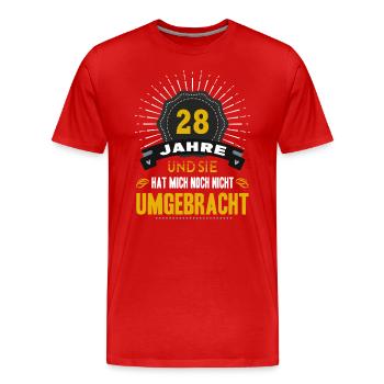 28 Hochzeitstag Mann 28 Jahre Ehe Nelkenhochzeit - Männer Premium Bio T-Shirt - Rot - Vorne - Damien (186cm)