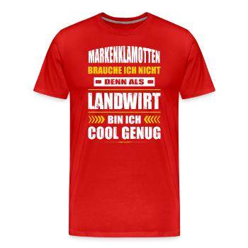 Markenklamotten Brauche Ich Nicht Landwirt Traktor - Männer Premium Bio T-Shirt - Rot - Vorne - Damien (186cm)