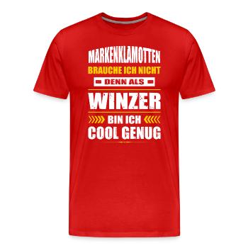 Markenklamotten Brauche Ich Nicht Winzer - Männer Premium Bio T-Shirt - Rot - Vorne - Damien (186cm)