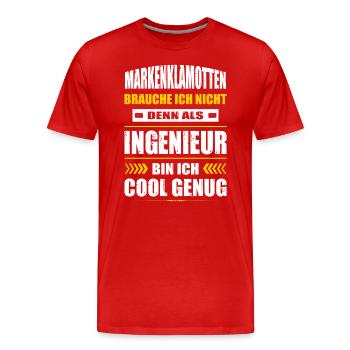 Markenklamotten Brauche Ich Nicht Ingenieur - Männer Premium Bio T-Shirt - Rot - Vorne - Damien (186cm)