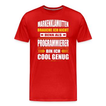 Markenklamotten Brauche Ich Nicht Programmierer - Männer Premium Bio T-Shirt - Rot - Vorne - Damien (186cm)