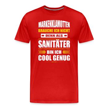 Markenklamotten Brauche Ich Nicht Sanitäter Sani - Männer Premium Bio T-Shirt - Rot - Vorne - Damien (186cm)