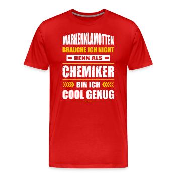 Markenklamotten Brauche Ich Nicht Chemiker - Männer Premium Bio T-Shirt - Rot - Vorne - Damien (186cm)
