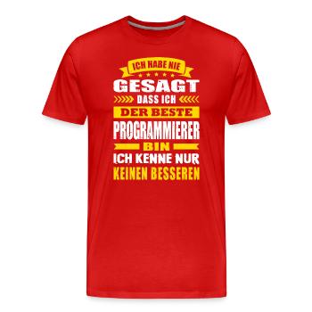 Ich Habe Nie Gesagt Der Beste Programmierer - Männer Premium Bio T-Shirt - Rot - Vorne - Damien (186cm)