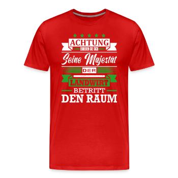 Achtung Seine Majestät Der Landwirt Bauer - Männer Premium Bio T-Shirt - Rot - Vorne - Damien (186cm)