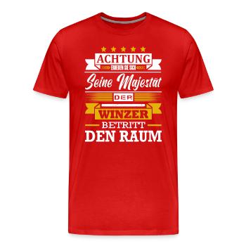 Achtung Seine Majestät Der Winzer Weinbauer - Männer Premium Bio T-Shirt - Rot - Vorne - Damien (186cm)