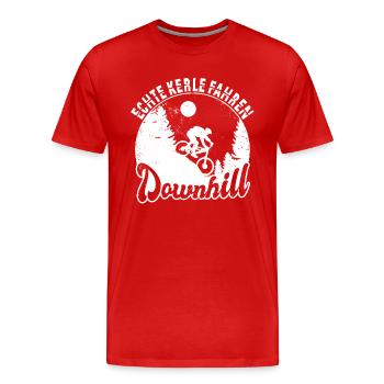 Fahrrad Mountainbike Echte Kerle Fahren Downhill - Männer Premium Bio T-Shirt - Rot - Vorne - Damien (186cm)