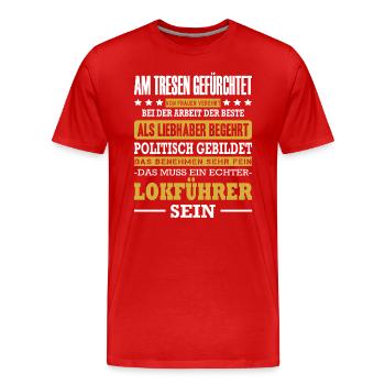 Lokführer Am Tresen Gefürchtet Zugfahrer Zugführer - Männer Premium Bio T-Shirt - Rot - Vorne - Damien (186cm)