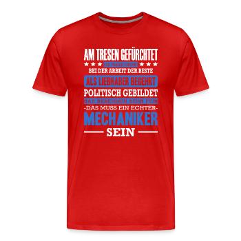 Mechaniker Am Tresen Gefürchtet Mechatroniker Auto - Männer Premium Bio T-Shirt - Rot - Vorne - Damien (186cm)