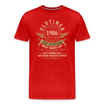 Geburtsjahr 1986 Geburtstag Oldtimer Top Zustand - Männer Premium Bio T-Shirt - Rot - Vorne - Damien (186cm)