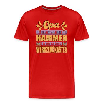 Opa Du Bist Nicht Nur Der Hammer Werkzeugkasten - Männer Premium Bio T-Shirt - Rot - Vorne - Damien (186cm)