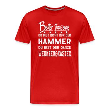 Bester Trauzeuge Du Bist Nicht Nur Der Hammer - Männer Premium Bio T-Shirt - Rot - Vorne - Damien (186cm)