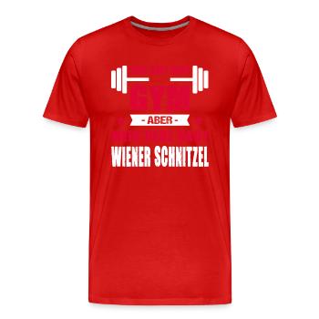Mein Kopf Sagt Gym Mein Herz Sagt Wiener Schnitzel - Männer Premium Bio T-Shirt - Rot - Vorne - Damien (186cm)
