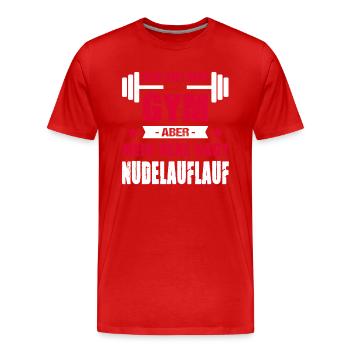 Mein Kopf Sagt Gym Mein Herz Sagt Nudelauflauf - Männer Premium Bio T-Shirt - Rot - Vorne - Damien (186cm)