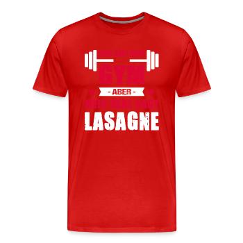 Mein Kopf Sagt Gym Mein Herz Sagt Lasagne Cheatday - Männer Premium Bio T-Shirt - Rot - Vorne - Damien (186cm)