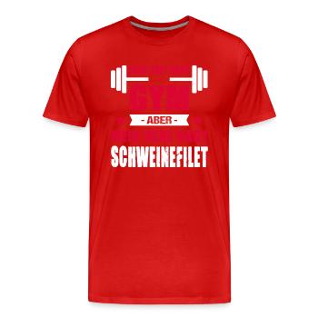 Kopf Sagt Gym Aber Mein Herz Sagt Schweinefilet - Männer Premium Bio T-Shirt - Rot - Vorne - Damien (186cm)