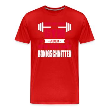 Kopf Sagt Gym Aber Mein Herz Sagt Honigschnitten - Männer Premium Bio T-Shirt - Rot - Vorne - Damien (186cm)