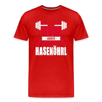Mein Kopf Sagt Gym Aber Mein Herz Sagt Hasenöhrl - Männer Premium Bio T-Shirt - Rot - Vorne - Damien (186cm)