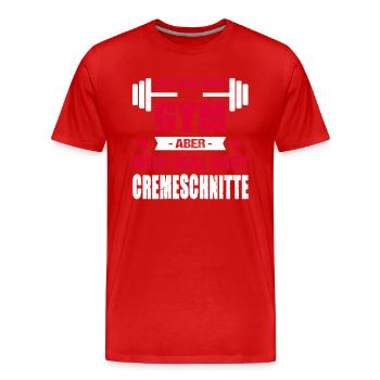 Kopf Sagt Gym Aber Mein Herz Sagt Cremeschnitte - Männer Premium Bio T-Shirt - Rot - Vorne - Damien (186cm)