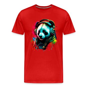 Ours panda abstrait - T-shirt bio Premium Homme - rouge - Devant - Damien (186cm)