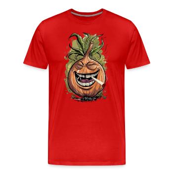 Stoner Cannabis Oignon THC Village Enfant Village Jeunesse - T-shirt bio Premium Homme - rouge - Devant - Damien (186cm)