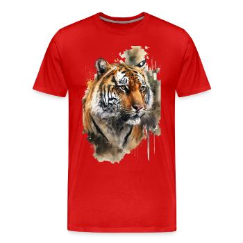 Aquarelle de tigre - T-shirt bio Premium Homme - rouge - Devant - Damien (186cm)