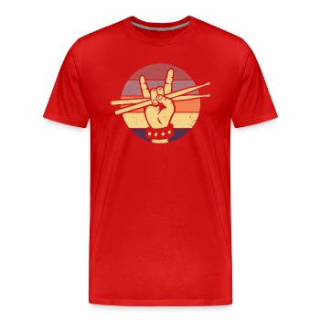 Drummer Retro Drummer Drumsticks Tambours - T-shirt bio Premium Homme - rouge - Devant - Damien (186cm)